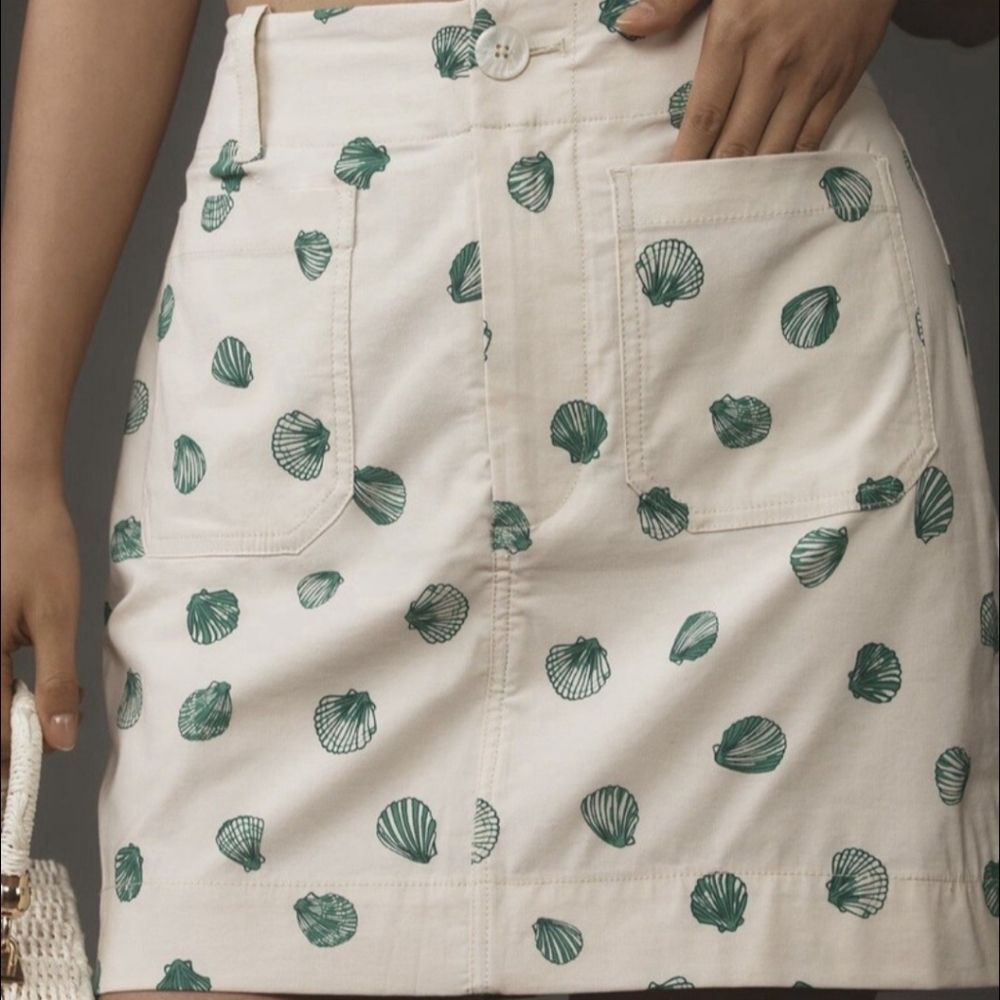 Maeve Anthropologie | Colette Mini Skirt Green Seashell, Womens XL - Picture 9 of 9